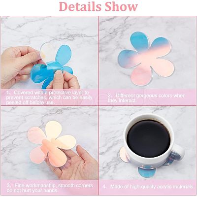 6Pcs Acrylic Mirror Cup Mats AJEW-FG0002-11-1