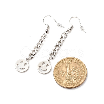 Curb Chains with Brass Charm Long Dangle Earrings EJEW-JE04963-04-1