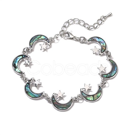 Moon Natural Abalone Shell/Paua Shell Link Bracelets for Women FS5984-1-1