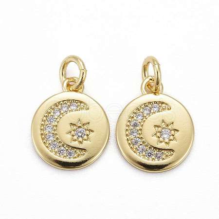 Brass Micro Pave Clear Cubic Zirconia Pendants ZIRC-Z010-05G-1