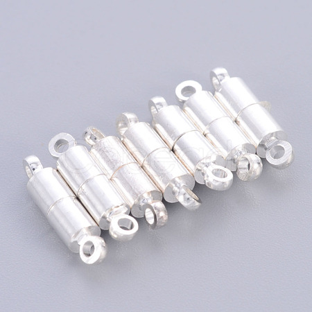 Silver Color Plated Column Brass Magnetic Clasps X-KK-J149-S-1