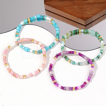 Natural Amethyst & Green Aventurine & Rose Quartz & Synthetic Turquoise Beaded Stretch Bracelets Sets for Girlfriend JW2068-1