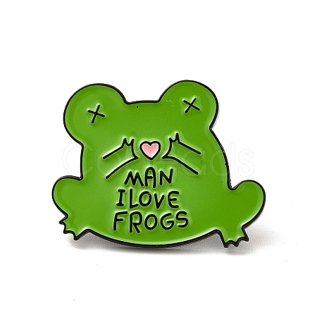 Frog with Word Man I Love Frogs Enamel Pin JEWB-I022-02D-1