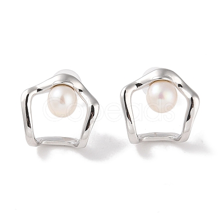 Sterling Silver Stud Earrings EJEW-C087-07C-P-1