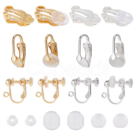 SUNNYCLUE 12Pcs 6 Style Brass Clip-on Earring Findings DIY-SC0021-28-1