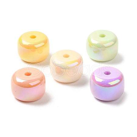 UV Plating Rainbow Iridescent Acrylic Beads PACR-K003-01-1