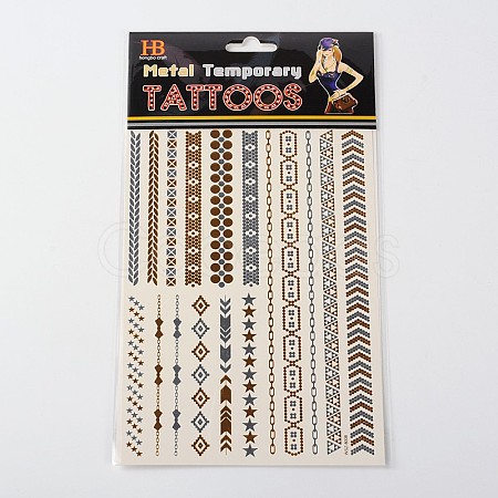 Mixed Shapes Cool Body Art Removable Fake Temporary Tattoos Metallic Paper Stickers AJEW-O012-20-1