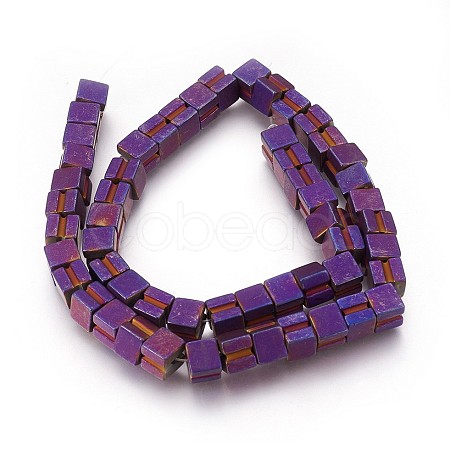 Electroplated Non-magnetic Synthetic Hematite Beads Strands G-P392-W05-1