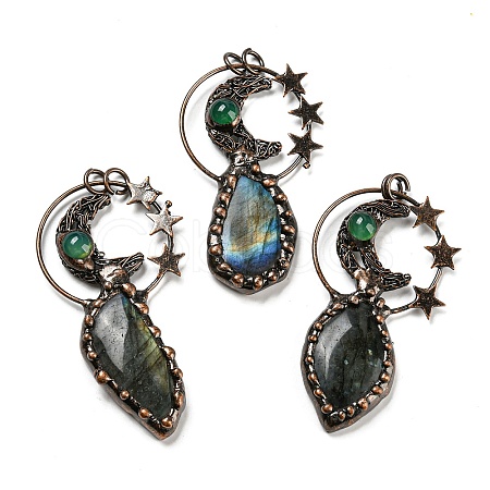 Natural Labradorite and Jiu Ge Big Pendants G-M383-15R-01-1