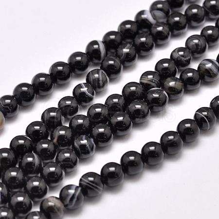 Natural Black Agate Bead Strands G-G962-16mm-12-A-1