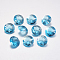 Faceted Glass Rhinestone Charms, Imitation Austrian Crystal, Flat Round, Aquamarine, 12x6mm, Hole: 1.5mm