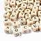 Natural Maple Wood Printed Beads, Horizontal Hole, Cube with Initial Letter, Blanched Almond, Mixed, 10x10x10mm, Hole: 3~4mm, about 1060pcs/500g