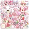 50Pcs PVC Waterproof Stickers, Self-adhesive Decals, for Suitcase, Skateboard, Refrigerator, Helmet, Pink, 40~60mm