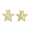 Star Brass Micro Pave Cubic Zirconia Stud Earrings for Women, Long-Lasting Plated, Cadmium Free & Lead Free, Real 18K Gold Plated, 16x16.5mm