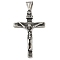 316 Surgical Stainless Steel Big Pendants, with Jump Ring, Crucifix Cross Charm, Antique Silver, 50x32.5x4mm, Hole: 6.5mm