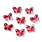 Transparent Baking Paint Glass Beads, with Glitter Powder, Butterfly, Red, 10x14x5.5mm, Hole: 1mm