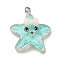 Marine Animal Series Resin Pendants, With Platinum Iron Loop & Glitter, Starfish, 27x24x8.5mm, Hole: 1.8mm