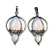 Opalite Pendants, Rack Plating Brass Teardrop Charms, Antique Silver, Cadmium Free & Lead Free, 49.5x28x7mm, Hole: 8x5mm