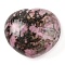 Natural Rhodonite Thumb Massage Stone, Heart Pocket Palm Stones, for Relaxing, Pain Relief, 40~41x45x24~26mm