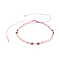 Adjustable Nylon Thread Braided Beads Bracelets, with Glass Seed Beads and Faceted Natural Rose Quartz Round Beads, 2 inch(5.2cm)