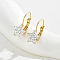 Fashionable European Style Stainless Steel Cubic Zirconia Leverback Earrings for Women, Star, Golden