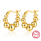 925 Sterling Silver Round Ball Beaded Hoop Earrings, with S925 Stamp, Real 18K Gold Plated, 18x17mm