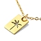 304 Stainless Steel Pendant Necklaces, Rectangle with Tree, Golden, 14.13 inch(35.9cm)