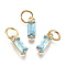 Brass Micro Pave Cubic Zirconia Charms, Long-Lasting Plated, with Jump Ring, Real 18K Gold Plated, Rectangle, Light Sky Blue, 10x3x3mm, Hole: 3mm