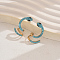 1 Pair Stylish Stainless Steel Snake-shaped Stud Earrings, with Rhinestone, Golden, Left and Right, Blue, 31x16mm