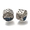 Rack Plating Alloy Rhinestone European Beads, Large Hole Beads, Flat Round with Ocean Wavy Seagull, Platinum, 11x8mm, Hole: 4.8mm