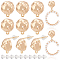 BENECREAT 12Pcs Brass Half Round Stud Earrings Findings, with Horizontal Loops, with 30Pcs Plastic Ear Nuts, Real 18K Gold Plated, 11.7x9.6x5.3mm, Hole: 1mm, Pin: 0.8mm