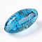 Luminous Handmade Gold Sand Lampwork Beads, Glow in the Dark, Oval, Deep Sky Blue, 21~24.5x11~12.5mm, Hole: 1.2~2.5mm