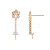 Brass Micro Pave Clear Cubic Zirconia Stud Earring Findings KK-S364-142-3