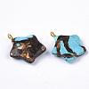 Assembled Synthetic Turquoise and Bronzite Pendants G-S366-002I-2