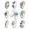 9Pcs 9 Style Adjustable Alloy Finger Rings RJEW-LS0001-16AS-1