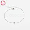 Anti-Tarnish Rhodium Plated 925 Sterling Silver Letter Cubic Zirconia Link Bracelets GI2156-20-1