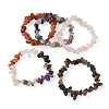 Fashewelry 5Pcs 5 Style Natural Mixed Stone Chip Beads Stretch Bracelets for Women BJEW-FW0001-03-2