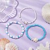 3Pcs Summer Beach Polymer Clay & Glass & Synthetic Turquoise Beaded Stretch Bracelets Kit BJEW-JB10675-01-5