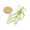 Bowknot & Flower Glass Seed Pendant Decoration HJEW-TA00311-02-3