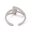 Clear Cubic Zirconia Interlocking Triangle Knot Open Cuff Ring RJEW-G283-04P-3