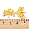 Real 18K Gold Plated Ginkgo Biloba Brass Micro Pave Cubic Zirconia Pendants KK-Q809-24G-02-3