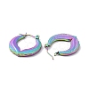Ion Plating(IP) Rainbow Color 304 Stainless Steel Double Leaf Wrap Hoop Earrings for Women EJEW-G293-23M-2