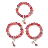 10.5mm Round Dyed Natural Gemstone & Natural Pearl Beaded Stretch Bracelets BJEW-C068-09G-1