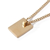 Titanium Steel Initial Letter Rectangle Pendant Necklace for Men Women NJEW-E090-01G-11-3