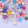 Printed Round Silicone Focal Beads SI-JX0056A-17-2