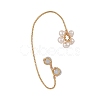 Natural Quartz & PearlBraided Flower Cuff Earrings EJEW-JE04957-04-2