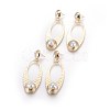 Long-Lasting Plated Brass Dangle Stud Earrings EJEW-E237-16G-2