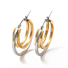Two Tone 304 Stainless Steel Triple Circle Hoop Earrings for Women EJEW-I272-01GP-1