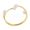 Rack Plating Brass & Round ABS Plastic Imitation Pearl Bangles BJEW-Q347-02G-3