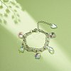 Colorful Rhinestone Flower & Star & Leaf & Cross Charms Multi-strand Bracelet BJEW-JB08703-2